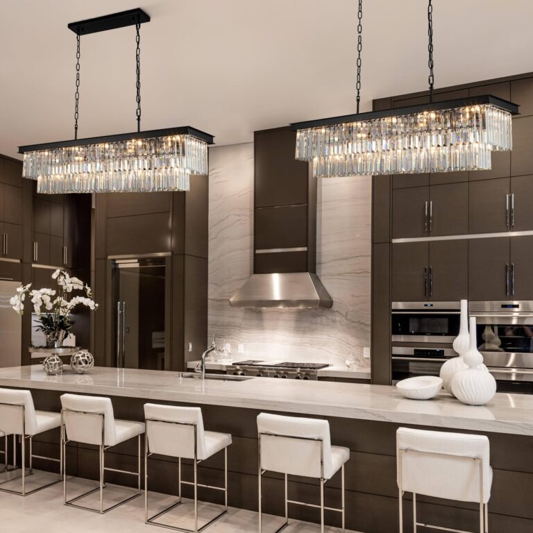 Weesalife Crystal Chandeliers for Dining Room Light Fixtures Over Table，15-Lights Black Modern Rectangle Chandeliers for Kitchen Island Bar L40 Inch - Image 7