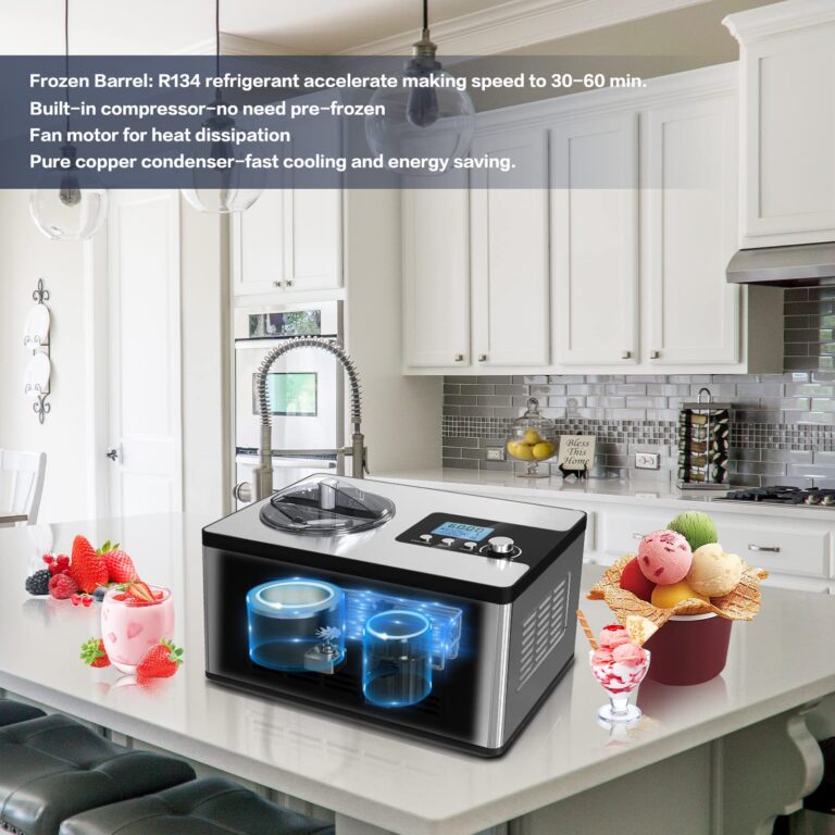 Homtone Ice Cream Maker, No pre-Freezing Automatic Ice Cream Machine 2.1 Quart with Built-in Compressor and LCD Timer for Making Ice Cream,Gelato in 30-60 min - Image 7