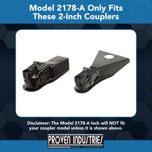 Proven Industries Model 2178-A Trailer Lock, Fits 2-Inch Yoke-Latch Trailer Couplers, Secures Safety Chains, Made in The USA, (Black) - Image 8