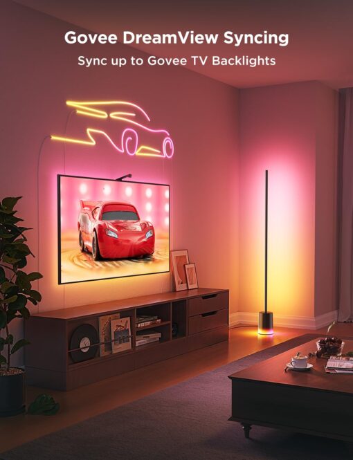 Govee Floor Lamp 2 with Matter, RGBIC, Warm Cool White LED, Alexa Compatible, 1725lm, Music Sync, Scene Modes, Smart Floor Lamp for Living Room, Bedroom, Black(1 Pack) - Image 3