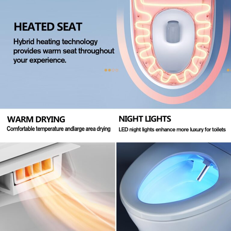 WLJBIDET Upgrade Smart Bidet Toilet Seat - Round, Electronic Heated Bidet with Adjustable Warm Air Dryer, Unlimited Warm Water, Night Light, Slow Close Seat & Lid, Remote Control - Image 7