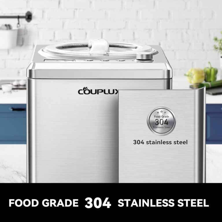 COUPLUX 2.65 Qt Ice Cream Maker, Largest Capacity & Fast Freezing Ice Cream Machine with Built in Compressor Easy Operate & Clean Ice Cream Maker Machine with All Stainless Steel, LCD Digital Display - Image 5
