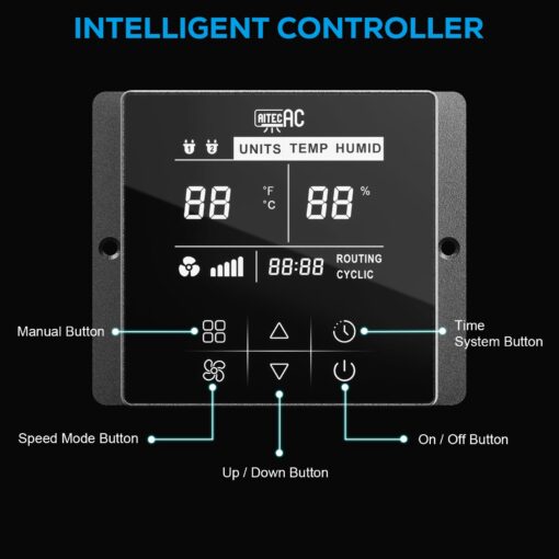 AITECAC 10 Inch Shutter Exhaust Fan, High-Speed Vent Fan with Temperature Humidity Controller, Suitable for Attics, Greenhouses, Garages - Image 7