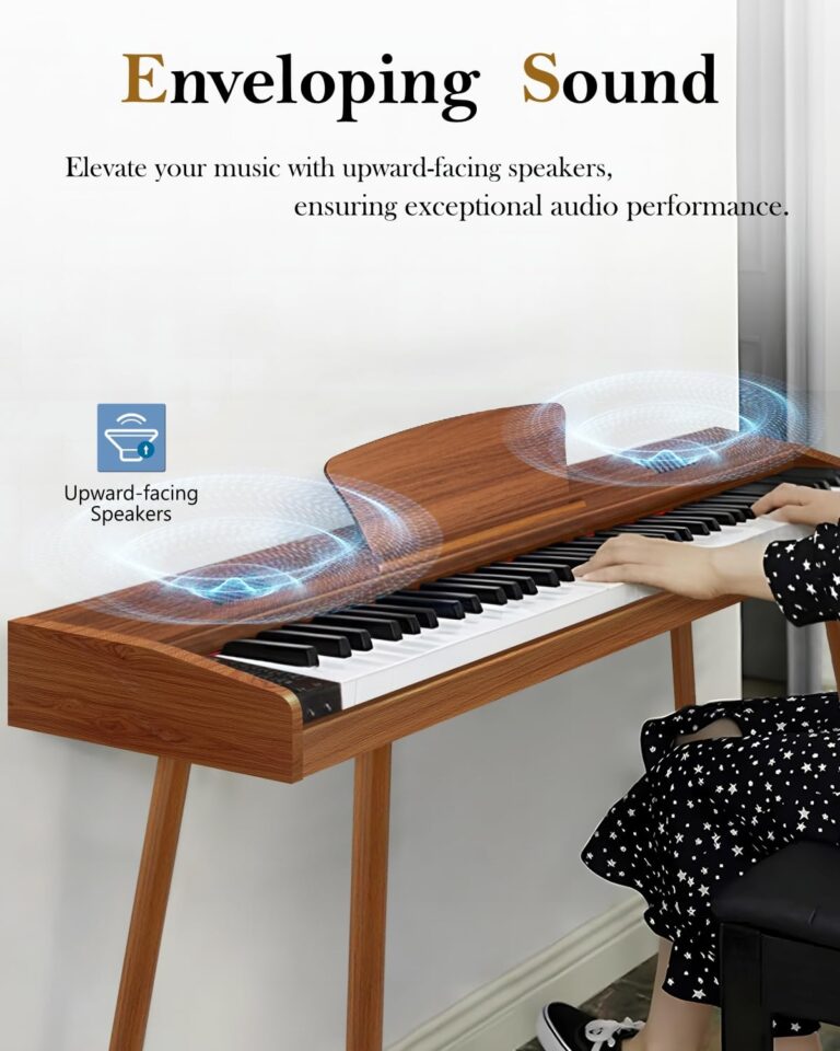 Longeye Digital Piano 88 Keys Wood Piano Keyboard Semi Weighted Electric Piano for Beginners and Professionals with Triple Pedal, Headphone, Music Rest Support MIDI Connection MOOD Walnut - Image 6