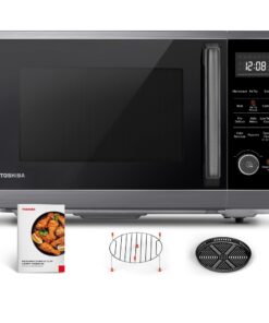 TOSHIBA Air Fryer Combo 8-in-1 Countertop Microwave Oven, Convection, Broil, Odor removal, Mute Function, 12.4" Position Memory Turntable with 1.0 Cu.ft, Black stainless steel, ML2-EC10SA(BS)