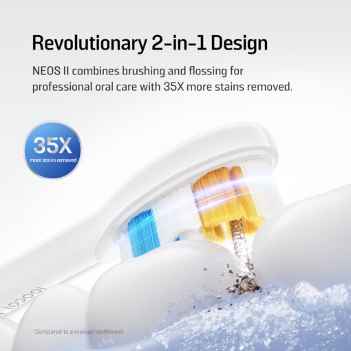 Soocas NEOS II - Sonic Electric Toothbrush and Water Flosser, Cordless Oral Irrigator, Electric Toothbrush for Adults, Portable Water Flosser, Superior Plaque Removal, Pearl White - Image 9