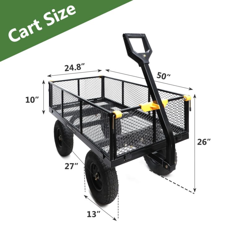 Olympia Tools Steel Garden Cart 1,000lbs 6-cu ft Utility Cart, Heavy Duty Wagon, with Removable Mesh Sides to Convert into Flatbed, Lawn and Utility Wagons Cart - Image 9