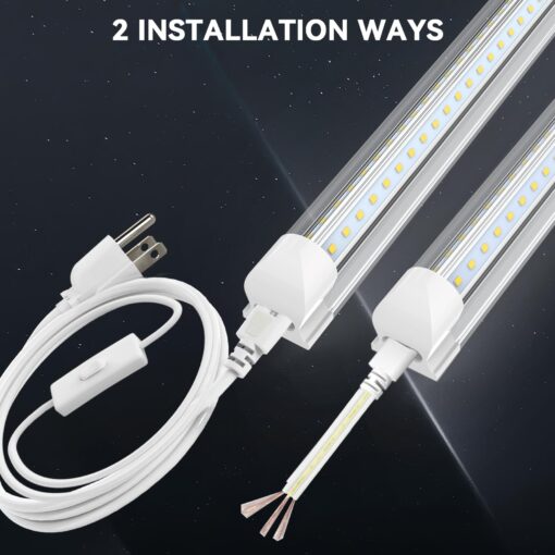 JESLED LED Shop Light 8FT, 100W 6500K Cool White, 15000LM High Output, V Shape, T8 Linkable 8 Foot LED Tube Lights for Garage, Warehouse, Plug and Play, Clear Cover - Image 4