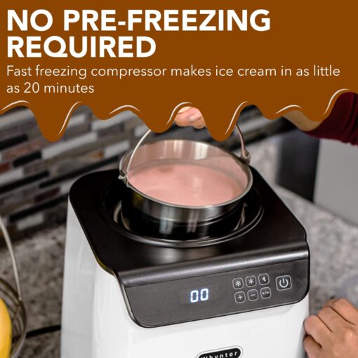 Whynter Ice Cream Maker Machine Automatic 1.28 Qt Upright with Built-in Compressor, LCD Digital Display & Timer, No Pre-Freezing, ICM-128WS, White - Image 3