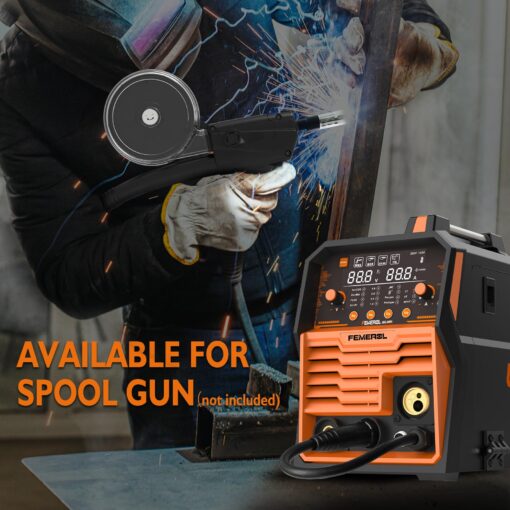 FEMEROL 250A MIG Welder,6 in 1 Gas MIG/Gasless Flux Core/Stick/Lift TIG/Spot Welding/Spool Gun Compatible Aluminum Welding Machine Large LED Display 110V/220V Multi Process Welder - Image 6