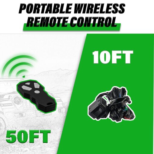 TYT 6500 lb UTV Winch Kit,12 Volt DC Electric Trailer Winch with Wireless Remote and Wired Switch,1/4" x 50FT Synthetic Rope Winch with Rubber Stopper and Mounting Plate - Image 5