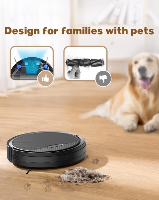 Pureatic V3 3 in 1 Robot Vacuum and Mop with 5000Pa Suction Power, Works with 2.4GWifi/ Alexa/App/, Self-Charging Vacuum Cleaner, Tangle-Free, Ideal for Pet Hair,Carpet and Hard Floor - Image 6