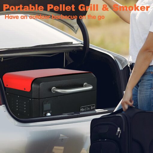 Hello.Dr Portable Wood Pellet Grill and Smoker,Electric Outdoor 8 in 1 Tabletop Grills for RV Camping Tailgating RV Cooking BBQ, Intelligent Temperature Control and Superheated Steam Technology,Red - Image 3
