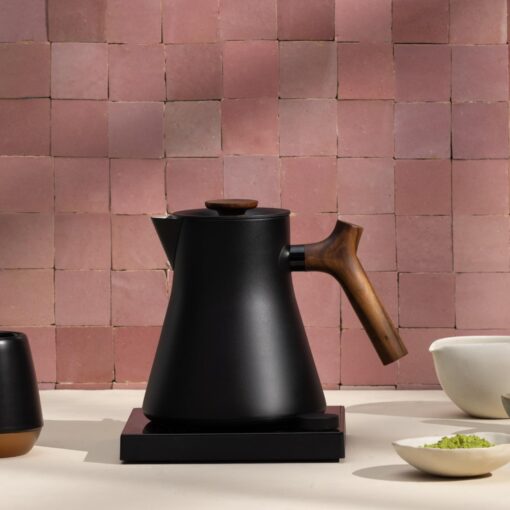Fellow Corvo EKG Pro Studio Edition Electric Tea Kettle - Quick Heating, Precise Temperature Control, Scheduling, Built-in Brew Timer - Matte Black with Walnut Handle - 0.9 Liter - Image 6