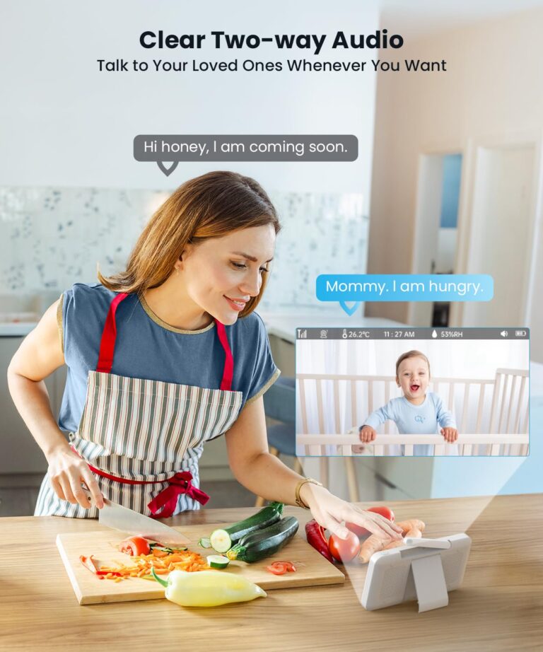 ieGeek Split-Screen Baby Monitor with 2 Camera and Audio-Two 2K Video Monitor with 5" Screen -Night Vision,Two-Way Talk,Cry&Motion Detection,Temper&Humidity Sensor,Remote Control via Screen and APP - Image 7
