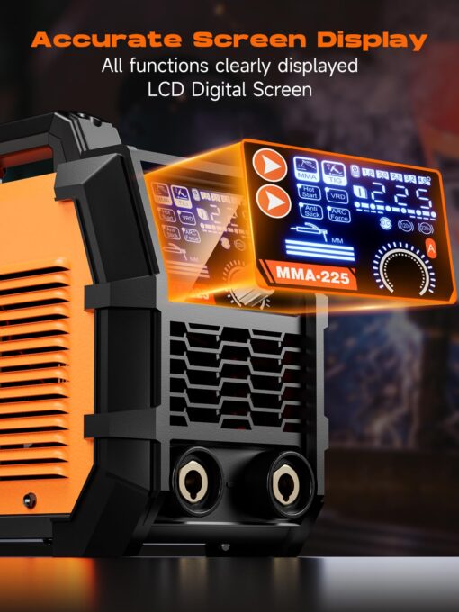 Rubik Stick Welder, ARC MMA 225Amp Electric Welding Machine, IGBT Digital Dispaly LCD 110V/220V Hot Start 2 in 1 Portable Welder Machine, with Cable, Electrode Holder, Welding Helmet, Brush - Image 6
