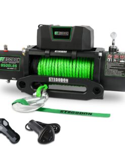 STEGODON Winch 9500lb Winch 12V Waterproof Electric Winch Synthetic Rope Winch with Wireless Remote and Corded Control for Truck SUV Jeep Wrangle (Green Rope)