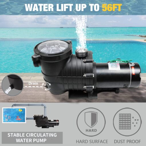 TRUPOW 2.0HP 110GPM Swimming Pool Pump 110V Garden InGround and Above Ground Pool Water Pump with Strainer Filter Basket - Image 4