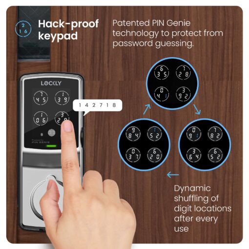 Lockly Secure Pro Bluetooth Smart Door Lock, Keyless Entry with PIN Genie® Digital Keypad, 3D Biometric Fingerprint Sensor Front Door Lock Deadbolt, Voice Control & Auto Lock - Deadbolt Edition - Image 8