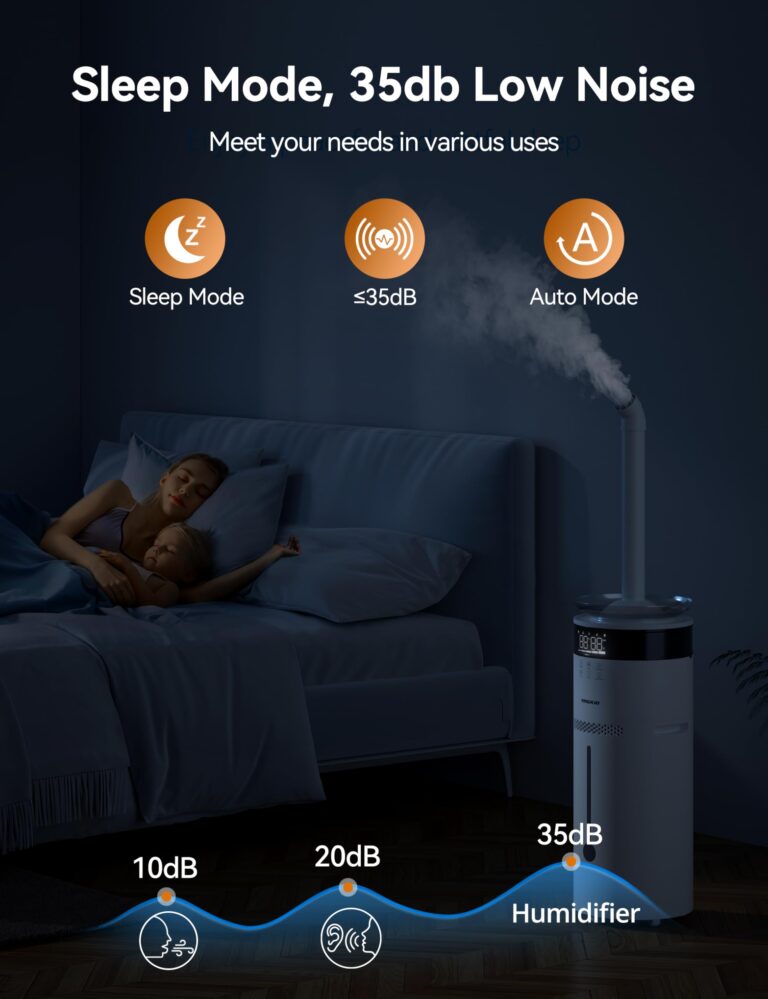 VAGKRI Humidifiers for Large Room, 18L Ultrasonic Cool Mist Humidifier for Home 2000 sq ft, 5 Mist Levels, Auto Mode, Whole House Humidifiers with 2 Extended Tube Quiet Humidifiers for Baby Home Plant - Image 3