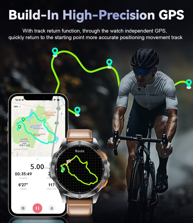 LIGE GPS Military Smart Watch for Men (Answer/Make Calls), 100+ Sports Modes Fitness Smart Watch, LED Flashlight/Compass/45 Days Battery/IP68 Waterproof 1.43'' AMOLED Smartwatch for Android iOS - Image 8