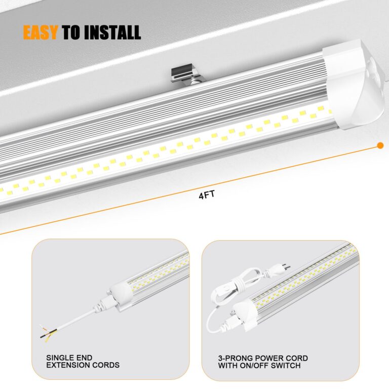 ONLYLUX LED Shop Light 4FT, 6000K 50W 7500LM, Linkable Utility Ceiling Light Fixture, 4 Foot T8 Integrated LED Tube Lights, V Shape High Output, Linkable with On/Off Switch (12 Pack) - Image 5