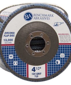 Benchmark Abrasives 4.5" x 7/8" Premium Zirconia T29 Curved Flap Discs 4 1/2 for Angle Grinder, Sanding Discs, Finishing, Rust, Stock Removal- Grinding Wheels 4 1/2 Inch (100 Pack) - 120 Grit