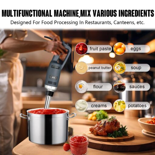 VONCI 750W Commercial Immersion Blender, Extra Heavy Duty Hand Blender with Variable Speed 8000-19000RPM, Handheld Stick Mixer with 22" SUS 304 Shaft, Commercial Emulsifier for Restaurant Kitchen. - Image 4