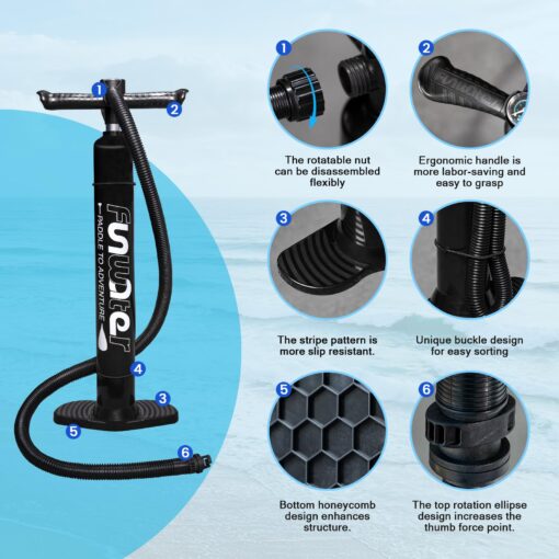 FunWater Inflatable 10'6×33"×6" Ultra-Light (17.6lbs) SUP for All Skill Levels Everything Included with Stand Up Paddle Board, Adj Floating Paddles, Pump, ISUP Travel Backpack, Leash,Waterproof Bag - Image 4