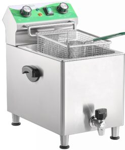 NUPANT Deep Fryer with Basket and Lid Commercial Fryers with Oil Filtration and Timer 12L/12.7QT Electric Countertop Fryer Stainless Steel Single Tank Fryer for Home and Reastaurant Use 110V 1750W