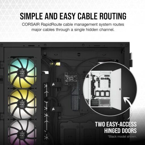 CORSAIR 7000D AIRFLOW Full-Tower ATX PC Case – High-Airflow Front Panel – Spacious Interior – Easy Cable Management – 3x 140mm AirGuide Fans with PWM Repeater Included – White - Image 8