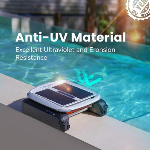 Vidapool Solar Powered Automatic Robotic Pool Skimmer Cleaner,Solar Pool Surface Cleaner Dual Mode with Obstacle Avoidance Daytime ＆ Overnight Continuous Cleaning Ideal for All Swimming Pool-White - Image 5