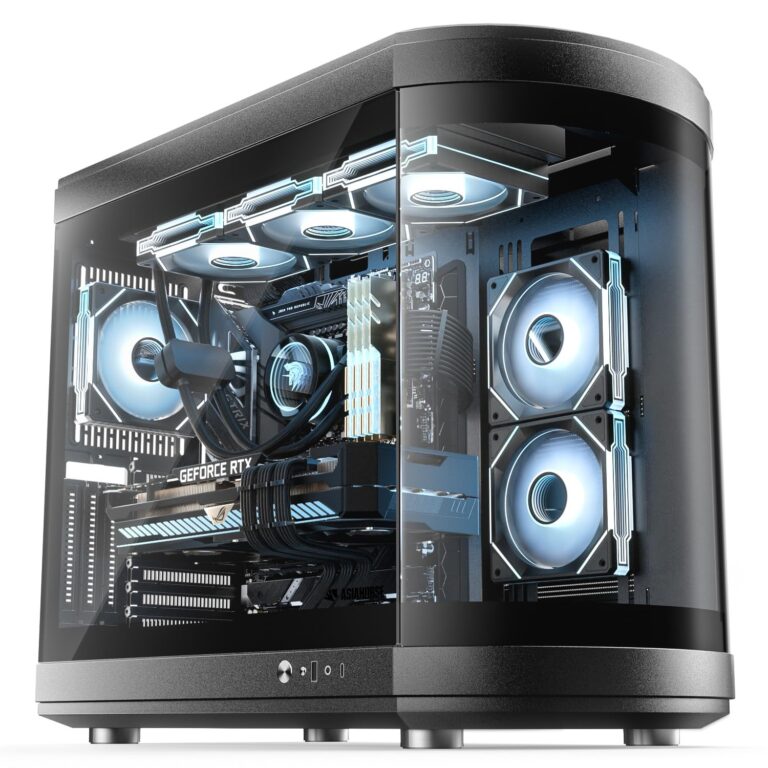 AsiaHorse ATX PC Case Dual Chamber 180° Full View Tempered Glass Gaming PC Case with Type-C Port, 360mm Radiator Support,RTX 40 Compatible, High Airflow Mid-Tower ATX PC Case. Perseus-Black
