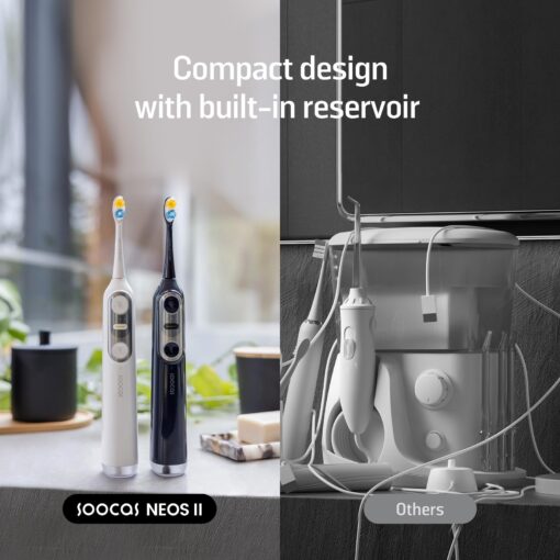 Soocas NEOS II - Electric Toothbrush with Water Flosser, Sonic Electric Toothbrush for Adults, Cordless Water Flosser for Travel, Portable Oral Irrigator, 100% Plaque Removal, Pearl White - Image 4