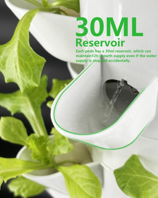 DPROOTS Hydroponic Tower Growing System Kits，30 Pods Vertical Indoor Garden，360° Full-Spectrum Lighs, Automatic Water Circulation System，Suitable for Leafy Greens and Herbs - Image 3