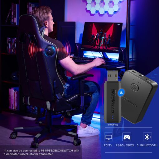 GTRACING Gaming Chair with Footrest Speakers Video Game Chair Bluetooth Music Heavy Duty Ergonomic Computer Office Desk Chair - Image 3