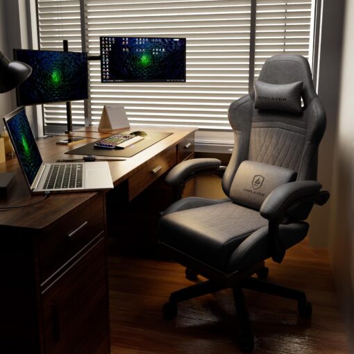 GTPLAYER Chair Computer Gaming Chair (Leather, Grey) - Image 8