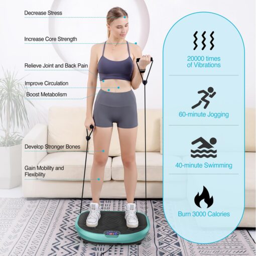 AXV Vibration Plate Exercise Machine Whole Body Workout Music Vibrate Fitness Platform Lymphatic Drainage Machine for Weight Loss Shaping Toning Wellness Home Gyms Workout - Image 2