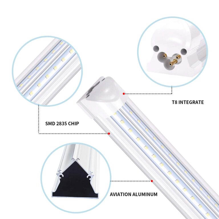 LIGHEART 8FT Linkable LED Shop Light, 100W 12000LM, T8 Integrated LED Tube Light Fixture, V Shaped, High Output,6000K, Brighter White, LED Bulb Light for Garage, Warehouse, Plug and Play (10-Pack) - Image 7