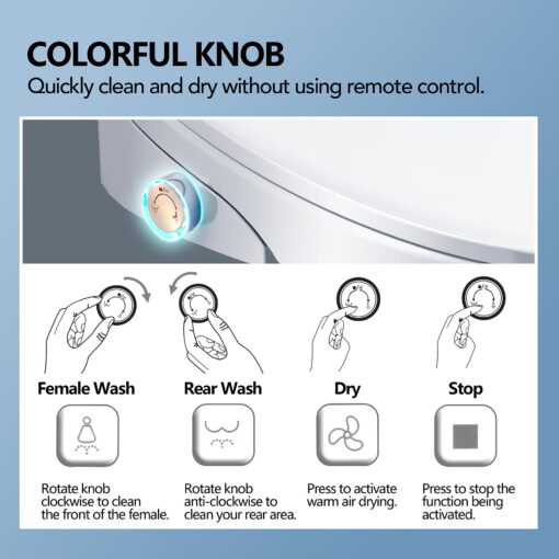 WLJBIDET Upgrade Smart Bidet Toilet Seat Elongated, Electronic Heated Bidet with Adjustable Warm Air Dryer, Unlimited Warm Water, Night Light, Slow Close Seat & Lid, Remote Control - Image 4