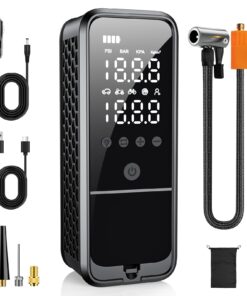 KZKB Tire Inflator Portable Air Compressor, 160 PSI Air Pump for Car Tires with Digital Pressure Gauge, Electric Bike Pump with LED Light Portable Tire Inflator for Car, Motorcycle, Bike, Ball