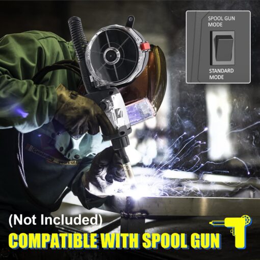 HIZONE 200A MIG Welder, 8 in 1 Aluminum/Copper/Gas MIG/Gasless Flux Core MIG/Stick/Lift TIG/Spot Welding/Spool Gun Compatible Welding Machine, Large LED Display, 120V/240V Multi Process Welder - Image 6