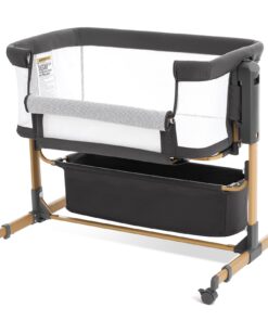 Baby Bassinet with Wheels, Bedside Bassinets for Baby, 3 in 1 Rocking Bassinet Bedside Sleeper Mesh & Mattress, Height Adjustable Bed Side Bassinet, Cosleeping Bedside Crib (Black)