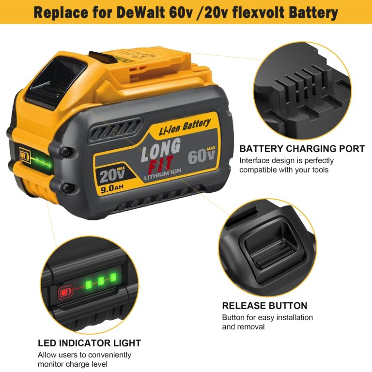 LONG FIT 2 Pack Replace for DeWalt DCB606 DCB609 20V/60V MAX 9.0Ah Battery Compatible with DeWalt 20V/60V Power Tools Compatible with DeWalt 20-60v Battery - Image 6