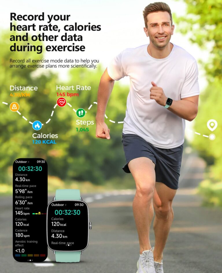 2025 Smart Watches for Men Women, 1.85" AI Voice Smartwatch, 24/7 Heart Rate Monitor, Stress/SpO2/Sleep Tracker, IP68 Waterproof, Weather, 100+ Sports Fitness Tracker for Android iOS Green - Image 4