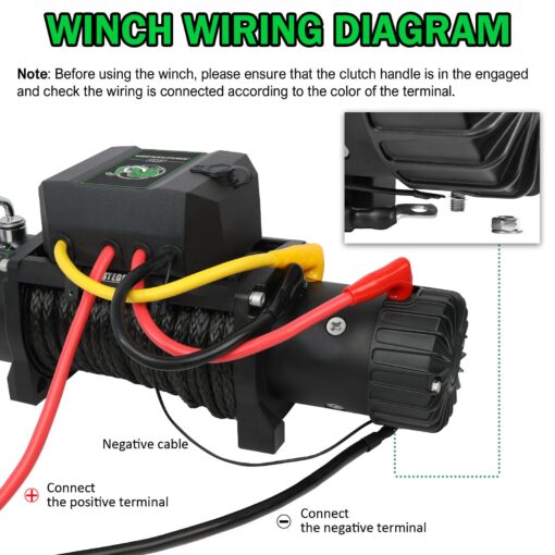 STEGODON Winch 13000 lb Winch 12V Electric Winch Synthetic Rope Winch Rough Country Winch with Hawse Fairlead,Wired Handle and Corded Control for Jeep Truck SUV - Image 4