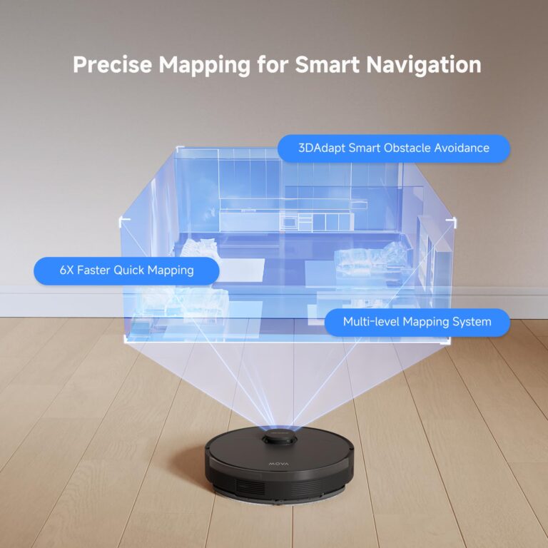 Mova S10 Plus Robot Vacuum with Self-Empty Dock, 7000Pa Suction, Liftable Brush, Hands-Free Cleaning for up to 90 Days with 4L Dust Bag, PreciSense LiDAR Navigation, App & Voice Control - Image 4