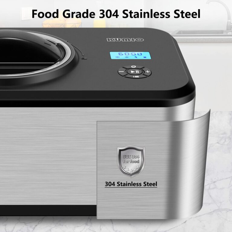KUMIO 1.6-Quart Ice Cream Maker with Compressor, No Pre-Freezing, 4 Modes Ice Cream Maker Machine with LCD Display, Timer, Automatic Gelato & Yogurt Machine, Stainless Steel - Image 5
