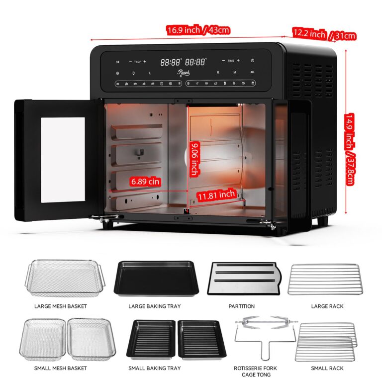 PwZzK Dual Zone Air Fryer Oven with French Glass Door 25.4QT Large Capacity Family Meals 16-in-1 Preset Menus LED Screen Advanced Dual-Fan 360° Heat Circulation Quick Even Cooking Results - Image 2