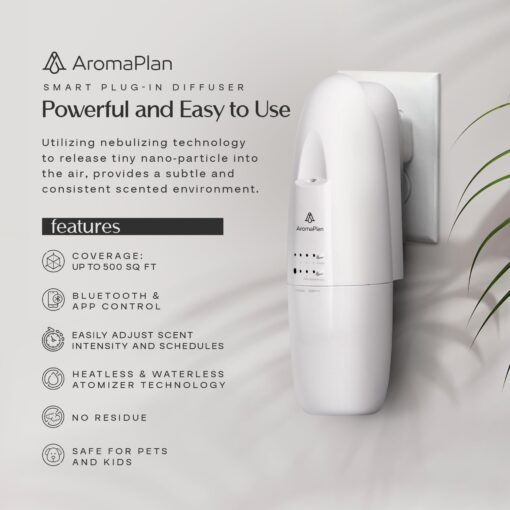 AromaPlan Authentic 2025 Upgraded Bluetooth Plug in Waterless Diffuser (2 Fragrances Included)-Cold Air & Nanotechnology Diffusers for Home & Office- Silent Wall Diffuser Plug in (2 Devices +2 Scents) - Image 4